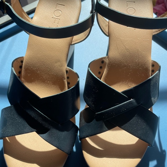 LOFT Shoes Navy Blue Wedge Sandals Poshmark